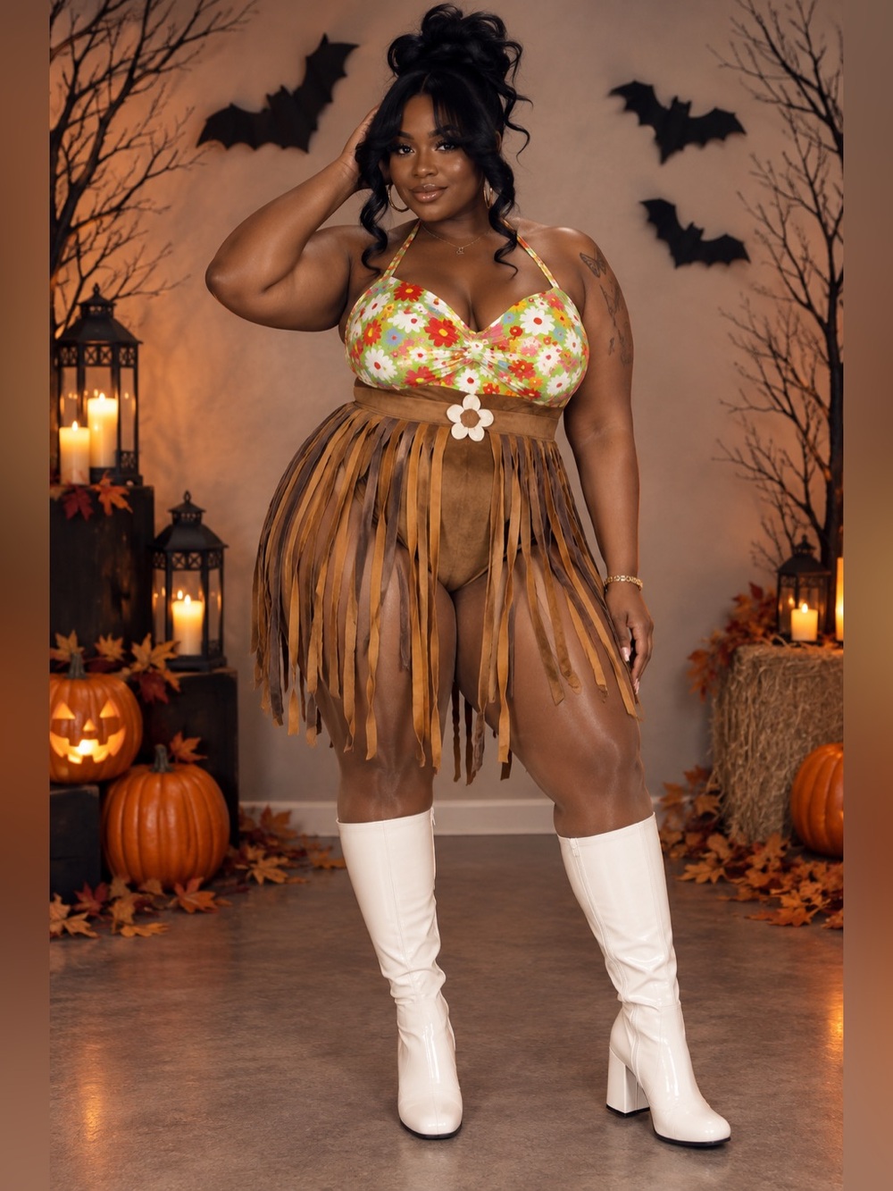 Plus Size Groovy Fringe Hippie Costume Romper 18/20